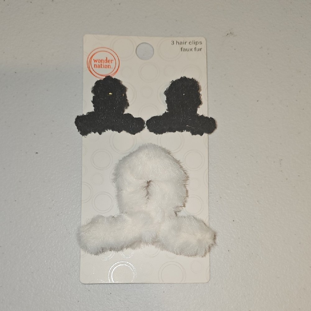 Wonder Nation Black, White Hair Clips Set New